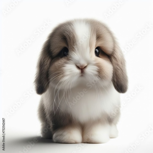 Angora Rabbit on white background 