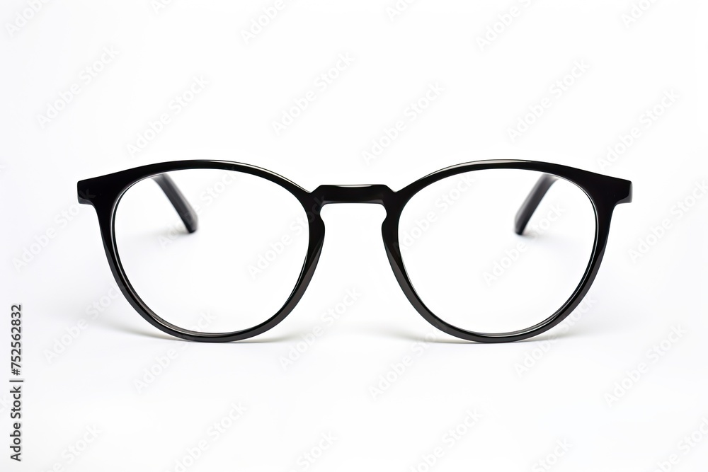 Eyeglasses Isolated On White Background. Black Frame Eyeglasses with Optic Lens. Clarity and Sight Eyeglasses Isolated On White Background. Black Frame Eyeglasses with Optic Lens. Clarity and Sight