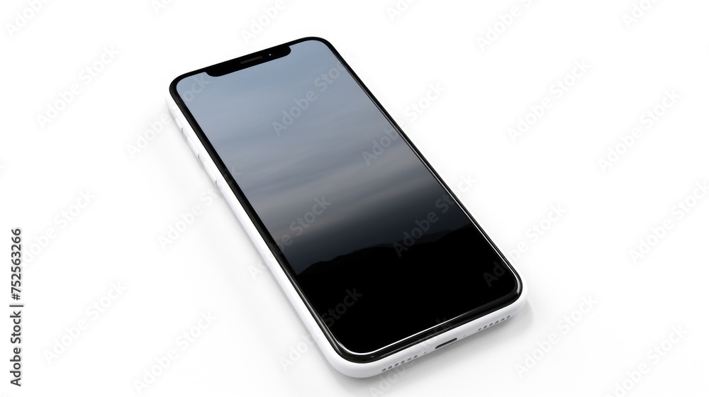 A modern black and white Phone resting on a clean white surface. Perfect for technology concepts A modern black and white Phone resting on a clean white surface. Perfect for technology concepts