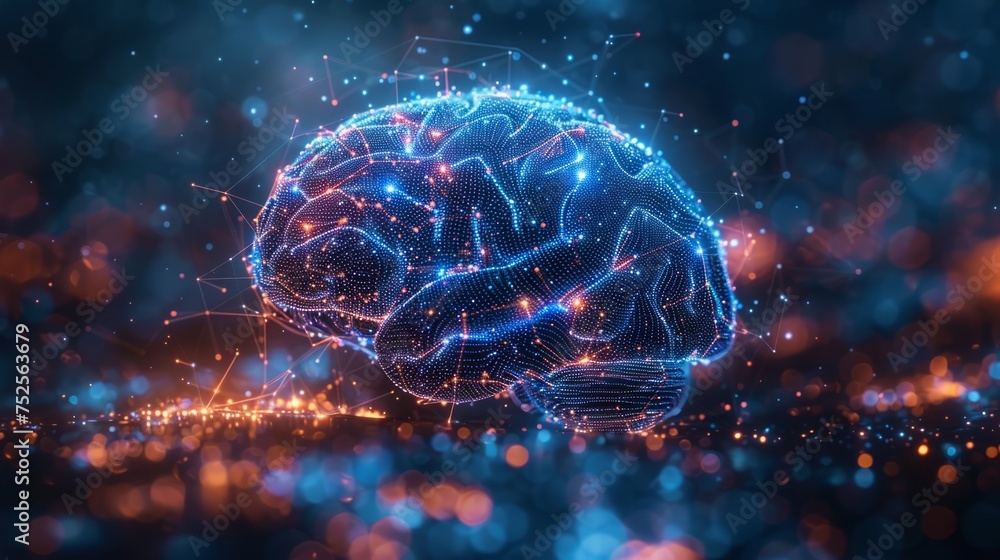 Brain. Abstract futuristic modern background. The concept of new technologies and artificial intelligence Brain. Abstract futuristic modern background. The concept of new technologies and artificial intelligence