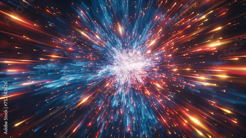 A cosmic explosion with fire, smoke and dust, big bang theory