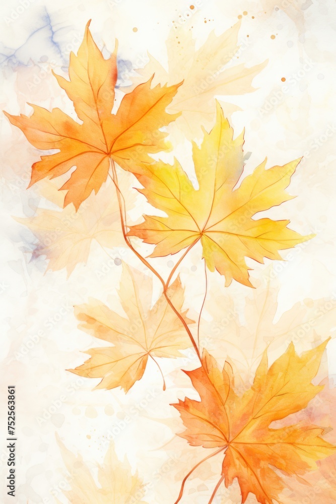 Obraz premium A beautiful watercolor painting of a bunch of leaves. Perfect for nature lovers and art enthusiasts