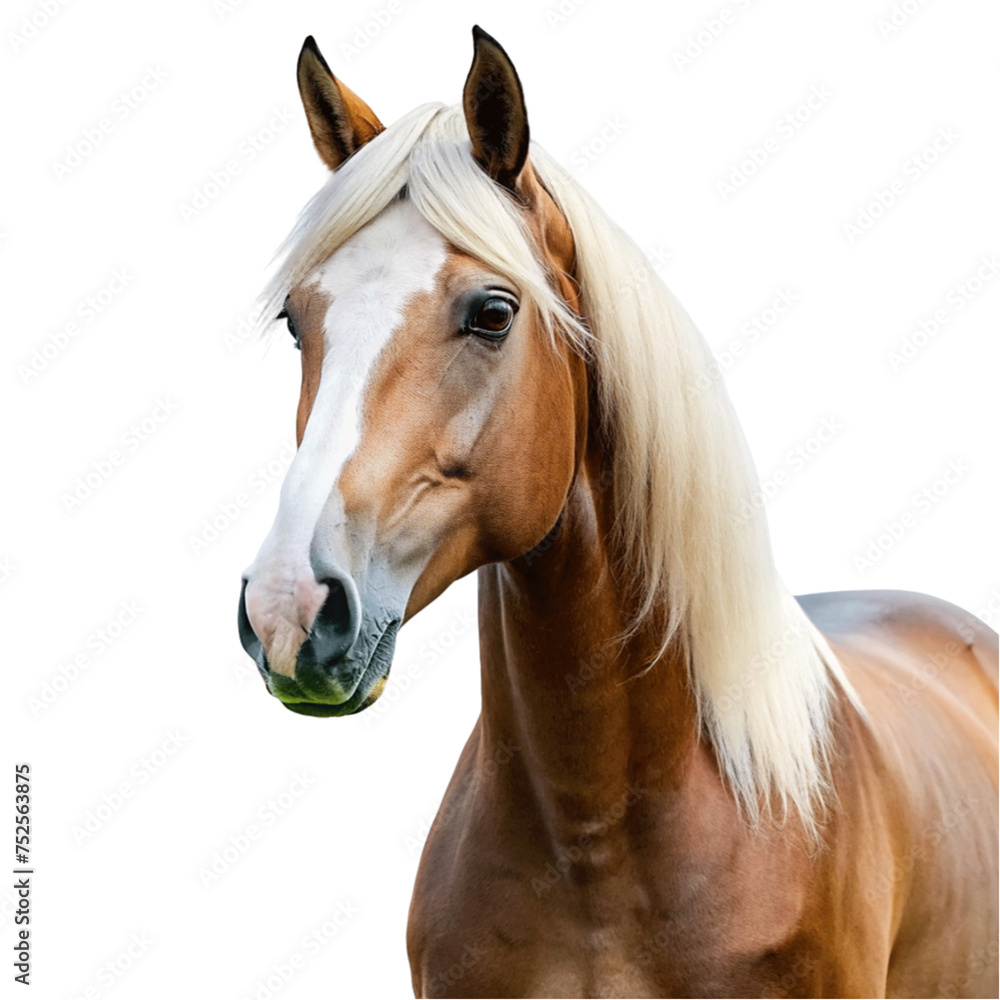 Wild mustang horse isolated on Transparent background. - obrazy, fototapety, plakaty 