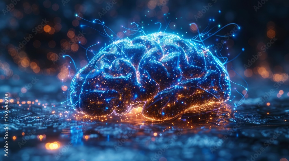Brain. Abstract futuristic modern background. The concept of new technologies and artificial intelligence Brain. Abstract futuristic modern background. The concept of new technologies and artificial intelligence