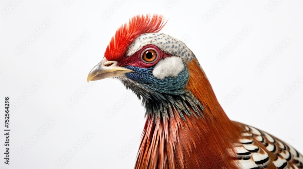 Close-up shot of a bird with a vibrant red head. Suitable for nature and wildlife themes