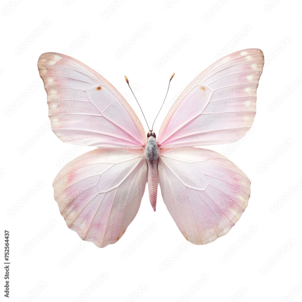 Fototapeta premium Watercolor of a pink butterfly, isolated on Transparent background.