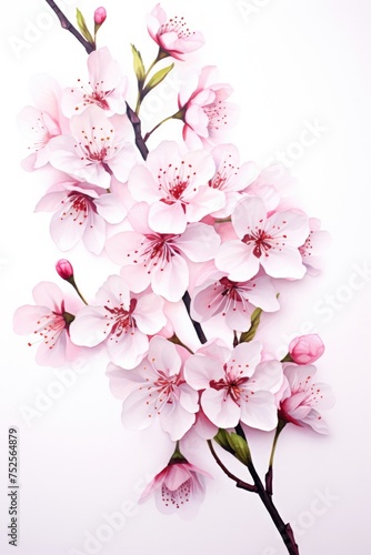 Beautiful pink flowers on a branch, perfect for spring designs