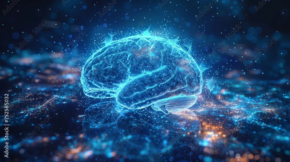 Brain. Abstract futuristic modern background. The concept of new technologies and artificial intelligence Brain. Abstract futuristic modern background. The concept of new technologies and artificial intelligence