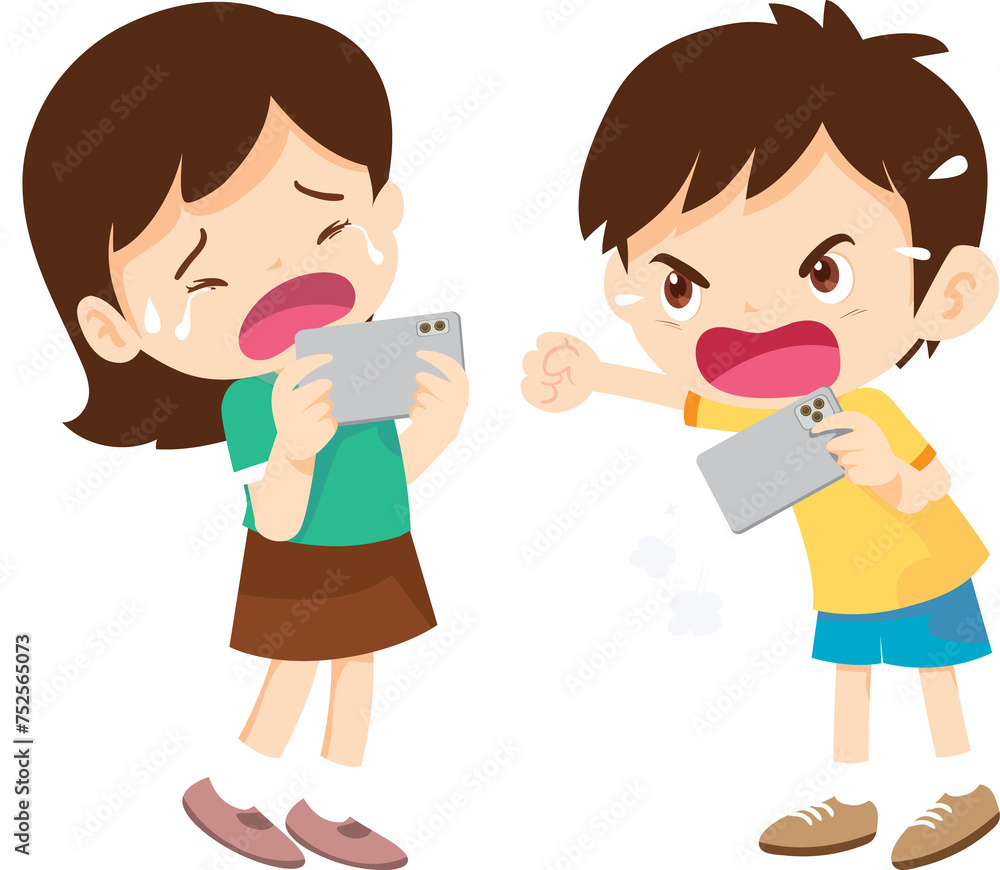 angry kid addicted mobile phone angry kid addicted mobile phone