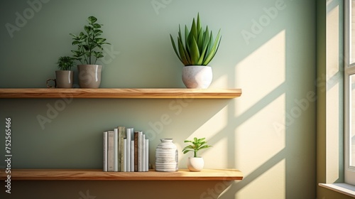 Books and potted plant on a window sill, suitable for home decor