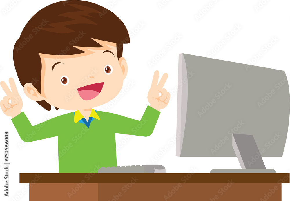 cute child sitting use computer to study cute child sitting use computer to study