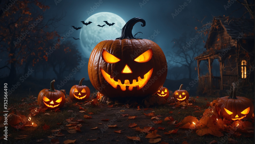 Halloween pumpkin in a beautiful view Halloween pumpkin in a beautiful view