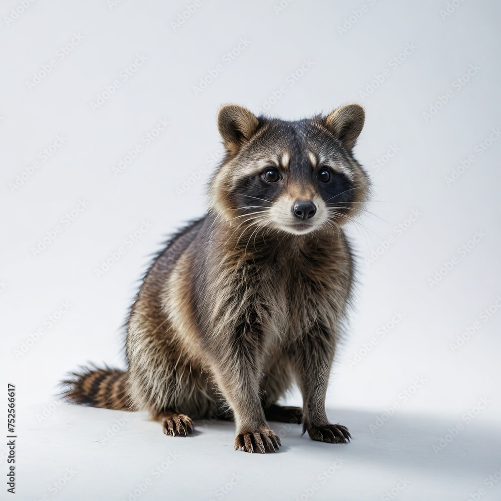 portrait of a raccoon on white