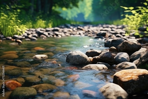 A peaceful stream flowing through a vibrant forest. Suitable for nature and outdoor themes