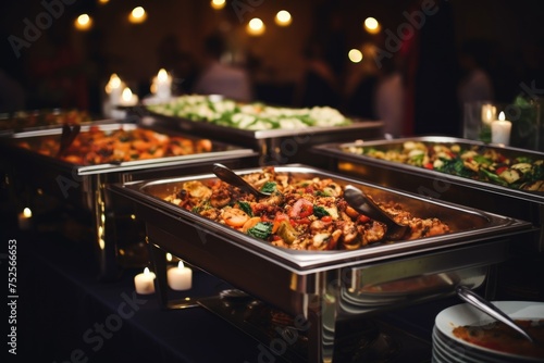 A buffet with a wide selection of different types of food. Perfect for catering events