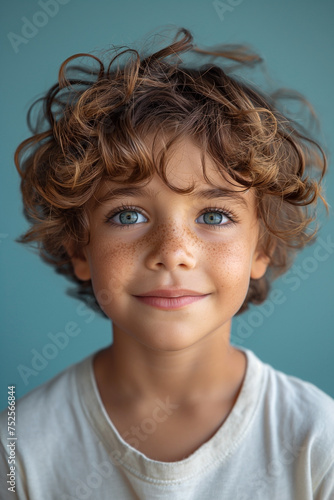 Curly-Haired Young Boy with a Charming Smile