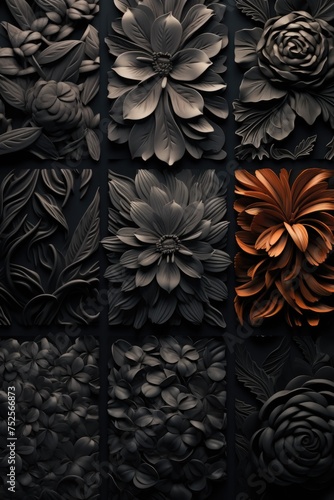 A close up of a bunch of flowers on a wall. Suitable for various design projects