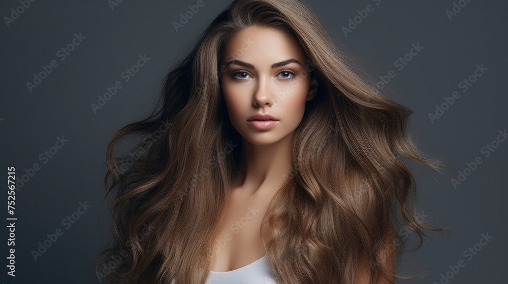 A beautiful young woman with long brown hair. Suitable for beauty and fashion related projects A beautiful young woman with long brown hair. Suitable for beauty and fashion related projects