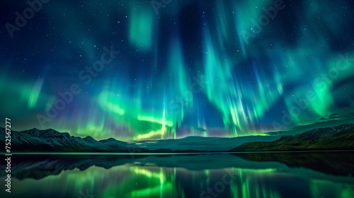 aurora borealis, northern lights, lapland, Winter landscape
Majestic northern lights dance in starry sky