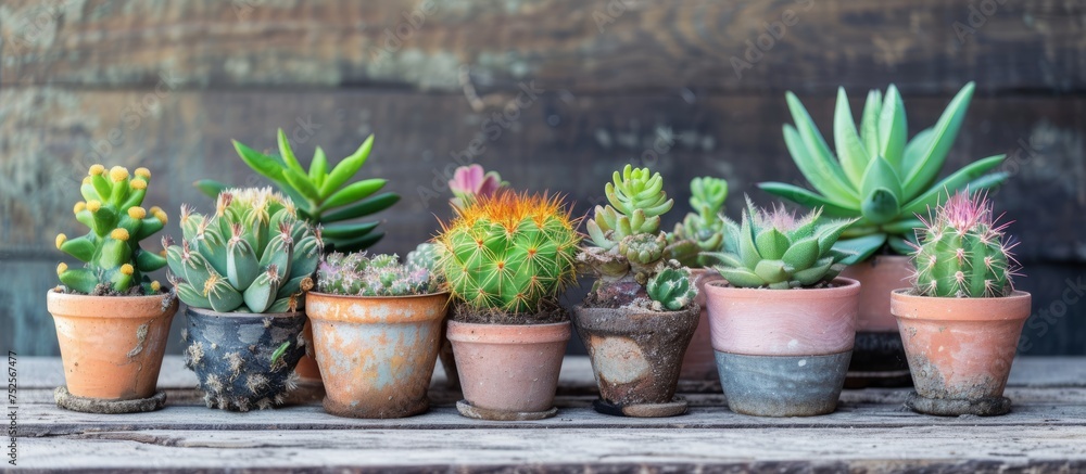 A charming display of small succulents in decorative pots, creating a cozy and inviting atmosphere indoors