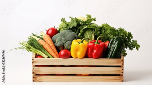 Fresh vegetables in a rustic wooden crate  ideal for farm or food market concepts