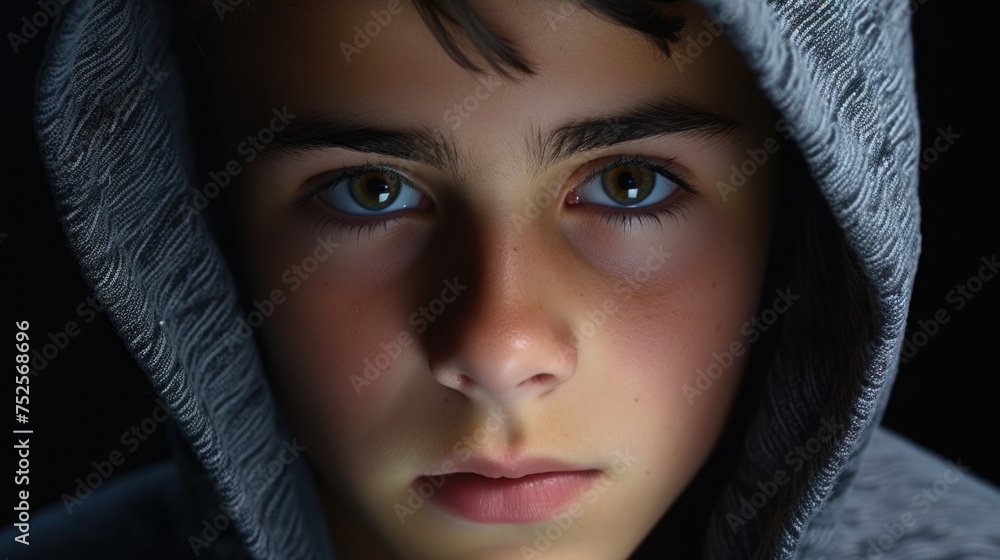 A close up shot of a person wearing a hoodie. Suitable for fashion or urban lifestyle concepts A close up shot of a person wearing a hoodie. Suitable for fashion or urban lifestyle concepts