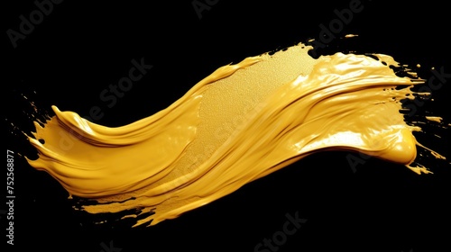 Vibrant yellow liquid against dark black backdrop. Ideal for science and technology concepts