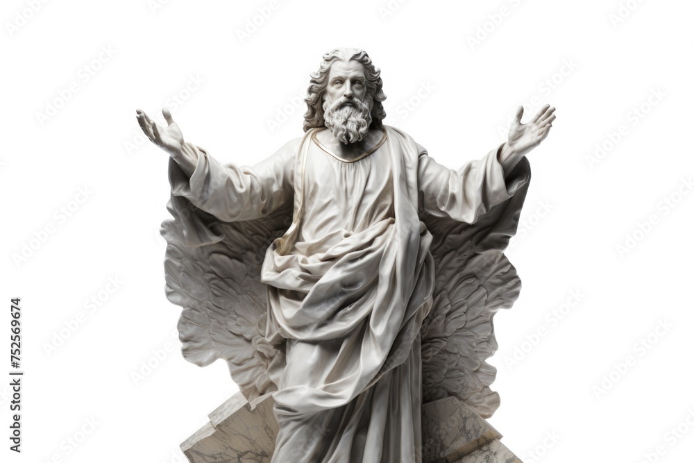 A statue of a man with wings on a pedestal. Suitable for history and mythology concepts