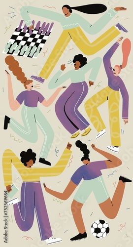 Dancing, playing chess and football with female friends
