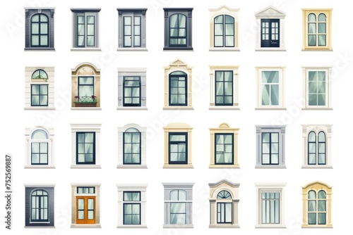 Collection of different window designs, ideal for architectural projects