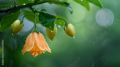 A long lantern flower is hanging.