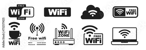 Free wifi icon set. Internet connection symbol. Wifi symbols. Wireless Network icons. Wifi zone