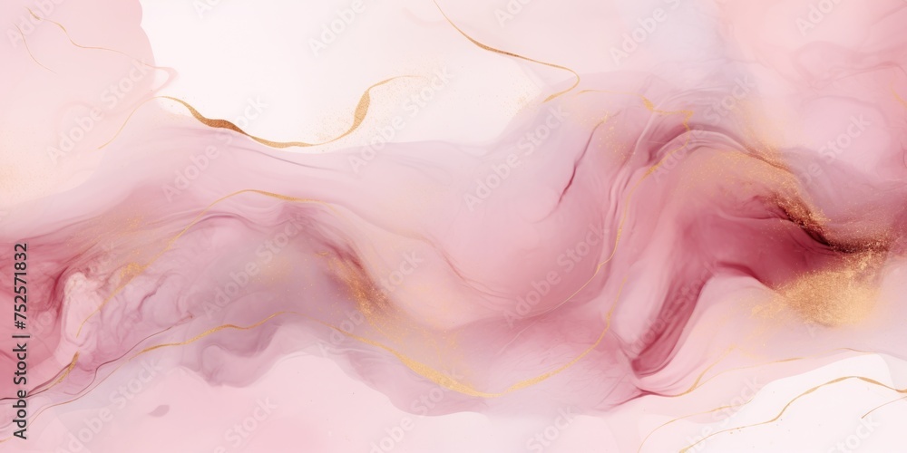 A beautiful abstract painting in pink and gold colors. Perfect for home decor or artistic projects