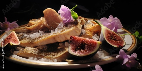A plate of food with figs and sugar. Perfect for food and dessert concepts