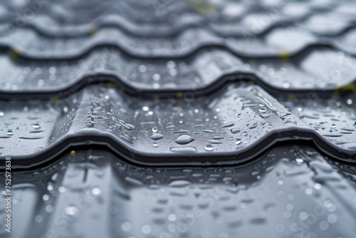 Metal roof with water droplets