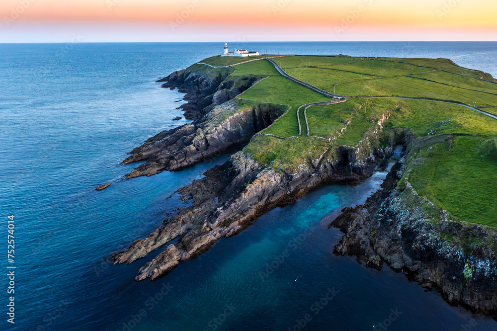 Sunset scene at Galley Head Lighthouse in County Cork Ireland