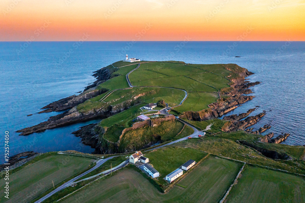 Sunset scene at Galley Head Lighthouse in County Cork Ireland
