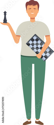 Man take chess board icon cartoon vector. Leisure fantasy. Young classroom