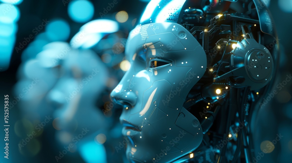 3D rendering artificial intelligence AI research of robot and cyborg development for future of people living. Digital data mining and machine learning technology design for computer brain 3D rendering artificial intelligence AI research of robot and cyborg development for future of people living. Digital data mining and machine learning technology design for computer brain