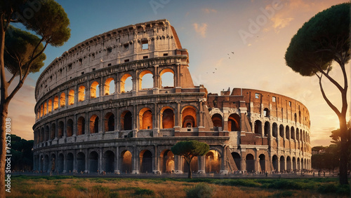 Roman Colosseum at Sunset Rome Colosseum Italy 