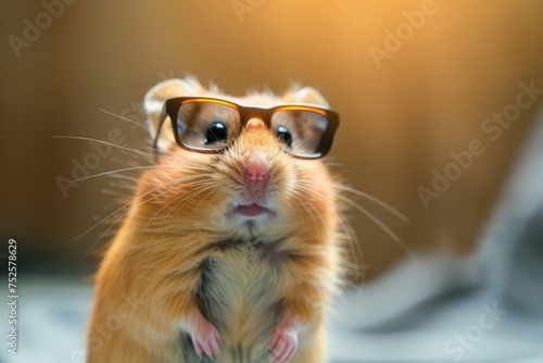 Cool Hamster in Sunglasses on Solid Background, AI Generative 