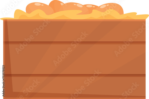 Farm eggs box icon cartoon vector. Card wooden farmer. Bird domestic feeder