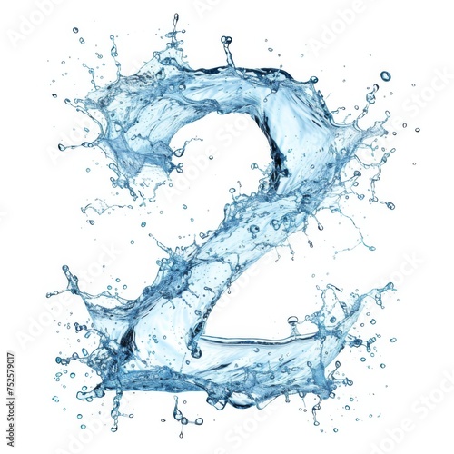 Number 2. Text made of water splashes, number 2. Stylized font.