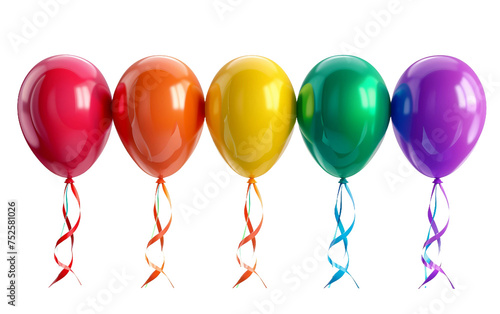 Lively Festive Ribbons Enhance Holi Balloons Isolated on Transparent Background PNG.