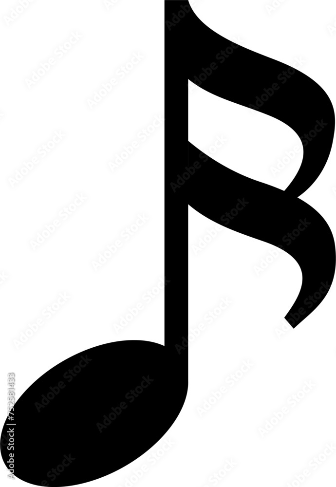 Monochrome vector graphic of a semi quaver note as used in sheet music to represent the notes in a song Monochrome vector graphic of a semi quaver note as used in sheet music to represent the notes in a song