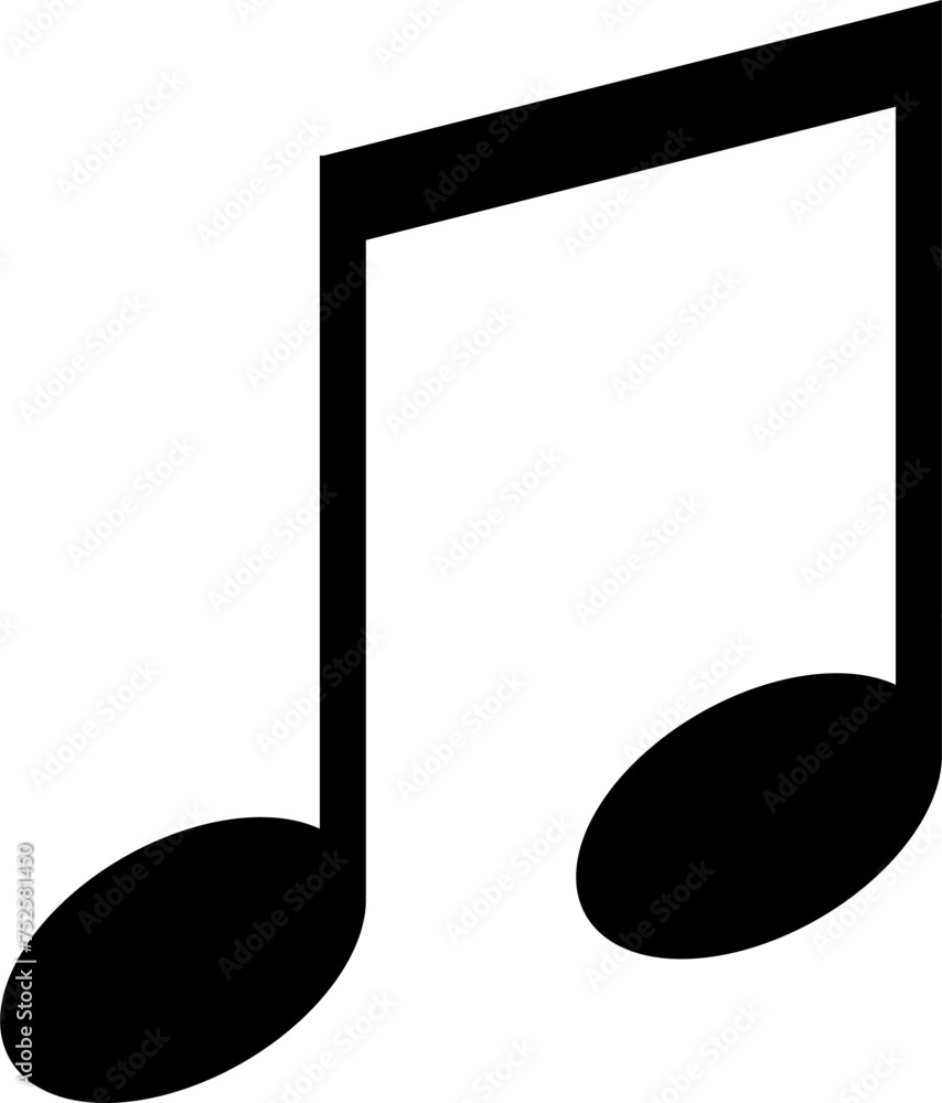 Monochrome vector graphic of two quaver notes joined by a beam as used in sheet music to represent the notes in a song Monochrome vector graphic of two quaver notes joined by a beam as used in sheet music to represent the notes in a song