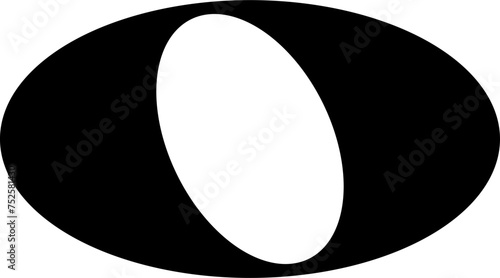 Monochrome vector graphic of a semibreve note as used in sheet music to represent the notes in a song