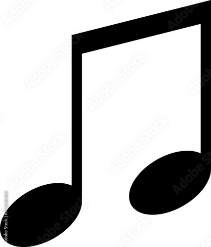 Monochrome vector graphic of two quaver notes joined by a beam as used in sheet music to represent the notes in a song