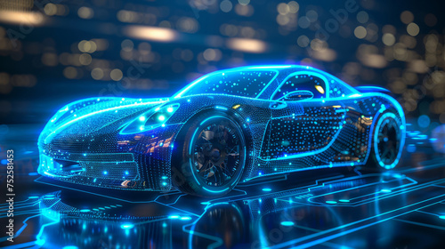A concept sports car in a futuristic style in neon light © CaptainMCity