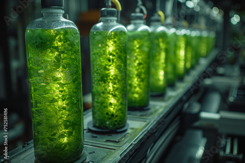 Visionaries in algae biofuel technology  developing efficient systems to convert algae into renewable fuel sources for a greener energy future. Concept of sustainable bioenergy. Generative Ai.